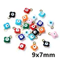 Ciondoli quadrifoglio malocchio 9x7mm in acciaio inossidabile dorato smaltato - Stile Petalo Malocchio (E7-28)