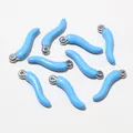 Light blue enamel chili pepper charms with silver ring for DIY jewelry making - Light Blue