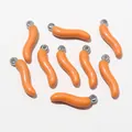 Set of nine bright orange curved chili pendants with silver rings for DIY jewelry - Orange