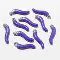 DIY jewelry making purple enamel chili pendants with silver-tone metal loops for crafts - Deep purple
