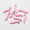 Bulk pink chili pepper pendants in glossy finish for DIY jewelry making accessories - Pink