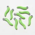 Set of eight light green enamel chili pepper charms for DIY jewelry making accessories - Green