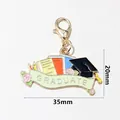 Enamel graduation cap and book pendant with lobster clasp and Graduate banner decoration - Cap Bouquet Banner (SG-C6-53-AB1-02)