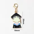 Cartoon graduation cap charm keychain with gold lobster clasp and blue pink details - Graduate Boy Cartoon (SG-C6-55-AB1-02)