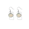 Silver geometric rectangular stainless steel earring hooks with circular base tray - Rectangular Style (E3-70) / Silver