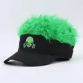 Funny alien baseball cap with neon green wig and embroidery for creative street style - Adjustable / Alien-Green Wig