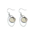Silver stainless steel oval earring hooks with round bezel tray for DIY jewelry - Oval Style (E3-80)