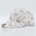 White lace baseball cap with butterfly print and sparkling rhinestones for women - Adjustable / Yellow