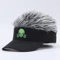 Funny alien wig baseball cap with silver grey hair for hip hop street style fashion - Adjustable / Alien-Gray Wig