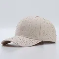 Sparkling beige rhinestone baseball cap with colorful crystals in a classic six-panel design - Adjustable / Khaki
