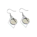 Silver geometric stainless steel earring frames with 12mm round base for DIY jewelry - Rhombus Style (E3-82)