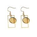 Pair of minimalist golden geometric rectangular earrings with circular DIY base trays - Rectangular Style (E3-84)