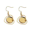 Gold plated stainless steel heart frame with round base DIY earring hooks - Heart Shape Style (E3-86)