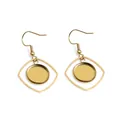 Gold plated stainless steel square frame with round base DIY earring hooks - Rounded Square Style (E2-114)