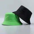 Minimalist bucket hats in neon green and black colors with classic stitched brims - One Size / Grass Green And Black