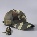 Detalles de la gorra táctica de camuflaje con malla transpirable y parches de bandera USA - Camuflaje Verde Militar