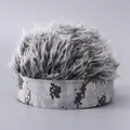 Short wig cap featuring grey curly synthetic hair and digital camouflage pattern base - White Gray Camo Base With Gray Wig