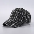 Macro detail of black and white houndstooth tweed texture on stylish baseball cap - Black White Tweed (9#)