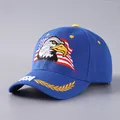 Navy blue baseball cap with 3D eagle and US flag embroidery plus USA lettering - Blue Eagle USA