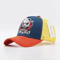 Three-color patchwork trucker hat with panda embroidery and breathable yellow mesh - 3D Panda Navy Orange Brim