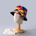 Chapeau bob camouflage coloré avec motif abstrait rouge jaune et bleu vif - Taille unique / Camouflage rouge et bleu