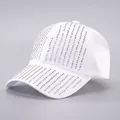 White baseball cap for women with sparkling silver rhinestones and curved brim style - Adjustable / White