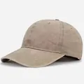 Classic washed cotton baseball cap in khaki with vintage finish and curved brim - Adjustable / Pure Cotton Soft Top - Khaki
