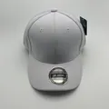 Light grey classic fitted baseball cap with curved brim and spandex mesh texture - M (56-58cm) / White Plain