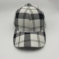British style black and white checkered baseball cap with curved brim for sun protection - Adjustable / Black and White Houndstooth