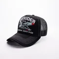 Cappellino trucker nero con ricamo di jet e rete traspirante per uomo - Aereo-Nero Tinta Unita