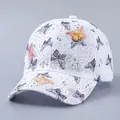 White lace baseball cap with butterfly decor and colorful rhinestones for women - Adjustable / Rhinestone 3D Black Butterfly