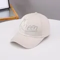 Beige baseball cap with Queen rhinestone lettering and crown icon in a stylish design - Beige