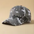 Camouflage baseball cap with studded stars and rhinestones on a matte surface - Light Gray Camouflage Pentagram Rivet