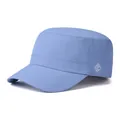 Close-up of light blue quick-dry cadet cap with side embroidery and textured fabric - Adjustable / Side Printed Style / Light Blue