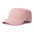Detailed view of pink quick-dry cadet cap with letter embroidery and sun visor - Adjustable / Side Printed Style / Pink