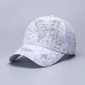 Elegante paarse kant baseballpet met glanzende vlinderdetails van strassteentjes - Verstelbaar / Paars