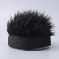 Lustige schwarze Perückenkappe für Herren mit integriertem Canvas-Stirnband für Streetwear - Schwarze Schirmmütze / Schwarze Perücke