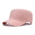 Detail of pink cadet hat showing the durable flat top design and reinforced stitching - Adjustable / Plain Quick Dry A Style / Pink