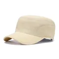 Minimalist beige ripstop cadet cap with flat top and reinforced stitching for outdoor sports - Adjustable / Plain Quick Dry A Style / Light Khaki