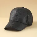 Cappellino da baseball nero con trama a pelle di serpente e visiera curva - Regolabile / Motivo a serpente nero