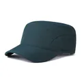 Detail of dark teal ripstop fabric on a flat top military style tactical sun cap - Adjustable / Plain Quick Dry A Style / Green