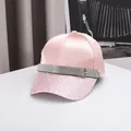 Berretto da baseball rosa con paillettes da donna e fibbia per cintura con strass - Regolabile / Lucido-Rosa