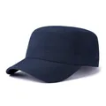 Close-up of navy blue cadet cap showing fabric texture and neat stitching details - Adjustable / Plain Quick Dry B Style / Navy Blue