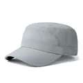 Detail view of grey cadet cap featuring reinforced stitching and breathable fabric texture - Adjustable / Plain Quick Dry B Style / Light Gray