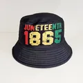 Dettaglio della stampa Juneteenth 1865 su tessuto di cotone nero del cappello bob - Juneteenth 1865 Nero (13#)