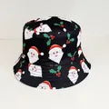 Dettaglio del cappello da pescatore natalizio reversibile con stampa Babbo Natale - Babbo Natale Nero (6#)