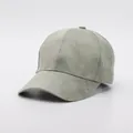 Minimalist grey suede baseball cap with a classic curved brim and six-panel design - Adjustable / Light Green