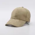Detailed view of the soft khaki suede texture and stitching on the minimalist baseball cap - Adjustable / Khaki