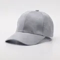 Classic light grey faux suede baseball cap with a curved brim and a six-panel structure - Adjustable / Light Blue