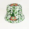 Detailansicht eines St. Patrick's Day Anglerhuts mit Kleeblättern und Gnom-Motiv-Druck - M(56-58cm) / Weiß St. Patricks Gnom Druck (4# Farbe)
